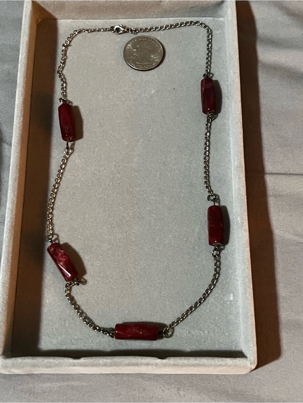 Red Bead Chain Necklace - Women Jewelry